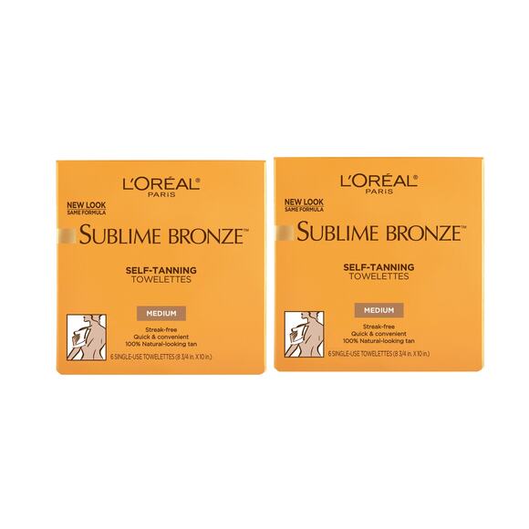 2 Pack Loreal Paris Sublime Bronze Self Tanning Towelettes Medium 6 Per Box - Picture 1 of 1